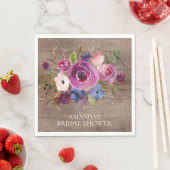 Rustieke Plum Floral Vrijgezellenfeest Papieren se Servet (Insitu)