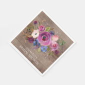 Rustieke Plum Floral Vrijgezellenfeest Papieren se Servet (Hoek)