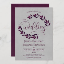 Rustieke Plum Paarse Bladeren Elegante Grey Weddin