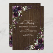 Rustieke Plum Paarse Waterverf Marmeren Herfst Kaart (Voorkant / Achterkant)