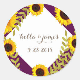 Rustieke Plum Zonnebloem Bruiloft Stickers