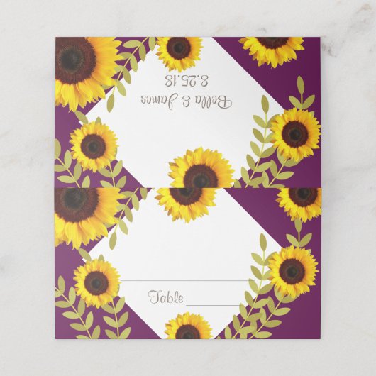 Rustieke Plum Zonnebloem Tafel Nummer Plaats Kaart Plaatskaartje (Buitenkant ongevouwen)