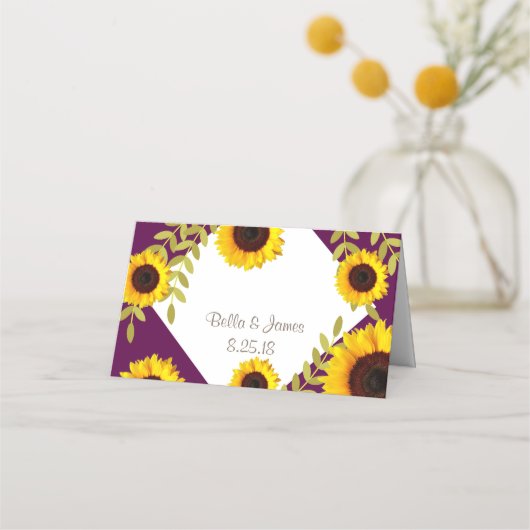 Rustieke Plum Zonnebloem Tafel Nummer Plaats Kaart Plaatskaartje (Achterkant)