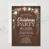Rustieke Poinsettia Bloemen Drop Houten Kerstfeest Kaart (Voorkant)