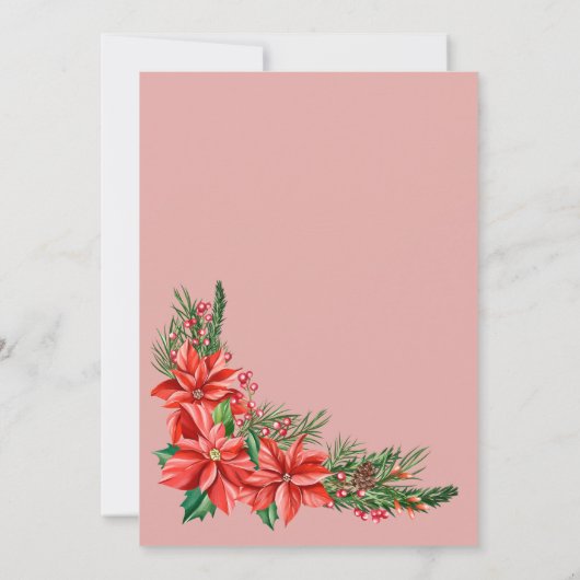 Rustieke Poinsettia Bloemenrood Kerstmis Bruiloft Kaart (Achterkant)