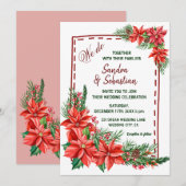 Rustieke Poinsettia Bloemenrood Kerstmis Bruiloft Kaart (Voorkant / Achterkant)