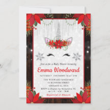 Rustieke Poinsettia & Eenhoorn Gezicht Baby Shower