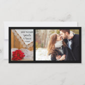 Rustieke Poinsettia en Kant Winter Opslag tot het  Save The Date (Voorkant)