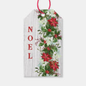 Rustieke Poinsettia Garland op noodlijdend hout Cadeaulabel (Voorkant)