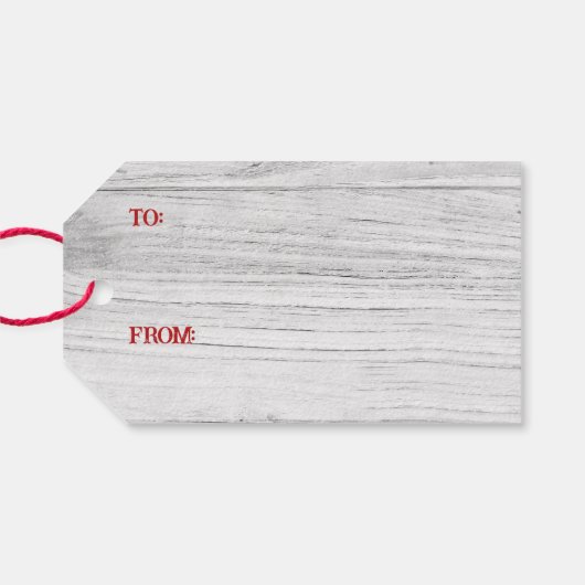 Rustieke Poinsettia Garland op noodlijdend hout Cadeaulabel (Achterkant Horizontaal)