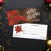 Rustieke Poinsettia Kerst Certificaat Gift Kaart