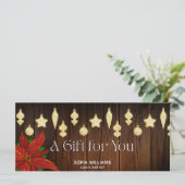 Rustieke Poinsettia Kerst Ornamenten Gift Kaart (Staand voorkant)