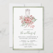 Rustieke Poinsettia Kerstkaars QR Code Bruiloft Kaart (Voorkant)