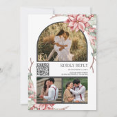 Rustieke Poinsettia Kerstkaars QR Code Bruiloft Kaart (Achterkant)