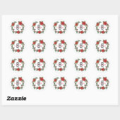 Rustieke Poinsettia krans Monogrammed Kerstmis Ronde Sticker (Vel)