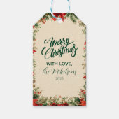 Rustieke Poinsettia Pine Christmas Party Cadeaulabel (Voorkant)