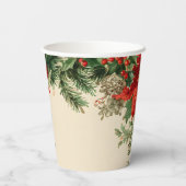 Rustieke Poinsettia Pine Christmas Party Papieren Bekers (Achterkant)