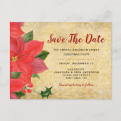 Rustieke Poinsettia | Sla de datum van het Kerstfe Aankondigingskaart (Voorkant)