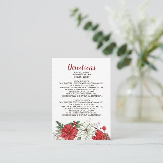 Rustieke Poinsettia Winter gebladerte Pine kegel D Informatiekaartje (Staand voorkant)