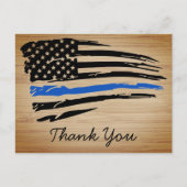 Rustieke Politie Dunne Blauwe Lijn Vlag Dank u Briefkaart (Voorkant)