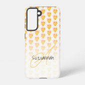 Rustieke Polka Dot Gouden Zand Geel Hart Patroon Samsung Galaxy Hoesje (Achterkant)