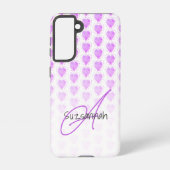 Rustieke Polka Dot Heliotrope Paarse hartpatroon Samsung Galaxy Hoesje (Achterkant)