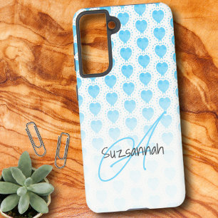 Rustieke polka dot malibu blauw hart patroon samsung galaxy hoesje