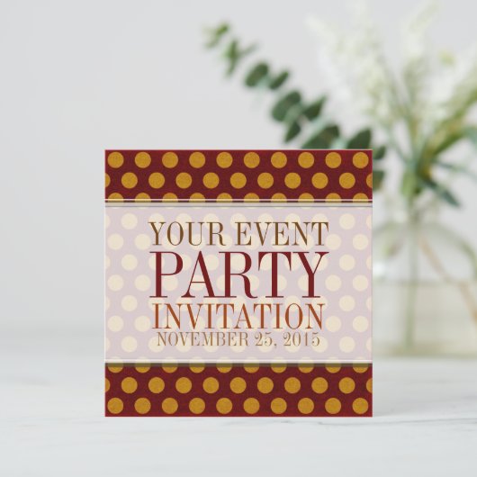 Rustieke Polka Dots Custom Party uitnodigingen (Staand voorkant)
