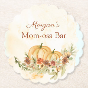 Rustieke Pompoen Baby shower Mom-mosa Kartonnen Onderzetters