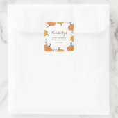 Rustieke pompoen & bladeren Baby shower Dank u Vierkante Sticker (Tas)