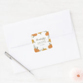 Rustieke pompoen & bladeren Baby shower Dank u Vierkante Sticker (Envelop)
