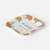 Rustieke Pompoen & Bladeren Genderneutraal Baby sh Papieren Bordje (Gebogen)