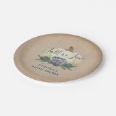 Rustieke Pompoen Blauwe Herfst Bloemen Vrijgezelle Papieren Bordje (Gekanteld)