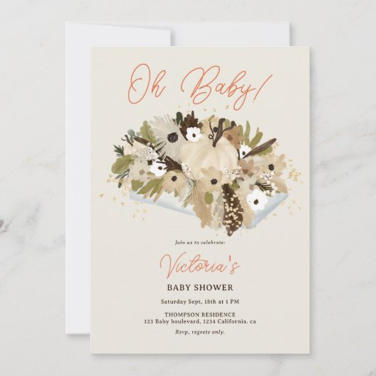 Rustieke pompoen bloem neutraal Oh babyshower Kaart (Voorkant)