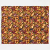Rustieke Pompoen & Bloemen Gezellige Herfst Sfeer Fleece Deken (Voorkant (Horizontaal))