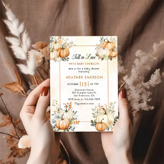 Rustieke Pompoen Bloemen Herfst In Liefde Baby sho Kaart