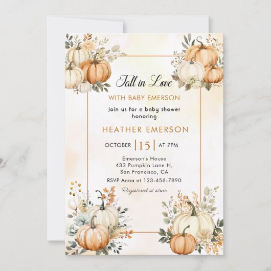 Rustieke Pompoen Bloemen Herfst In Liefde Baby sho Kaart (Voorkant)