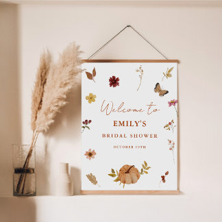 Rustieke Pompoen Bloemen Vrijgezellenfeest Welkoms Poster