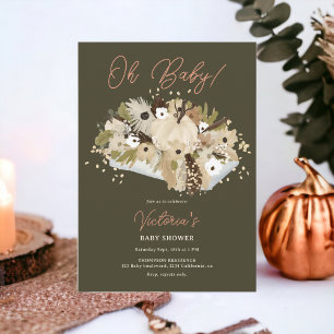 Rustieke pompoen bloemenneutraal Oh baby shower Kaart