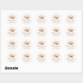 Rustieke Pompoen Bloemige Bruidsdouche Bedankt Ronde Sticker (Vel)