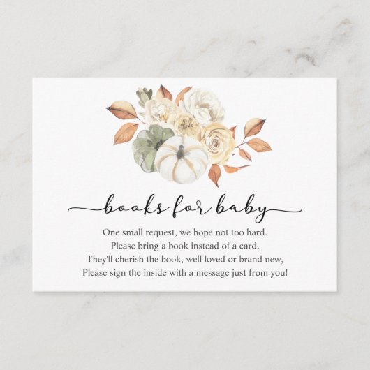 Rustieke Pompoen Boeken voor Baby insert kaart (Voorkant)