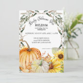 Rustieke Pompoen Boerderij Zonnebloem Foliage Baby Kaart (Staand voorkant)