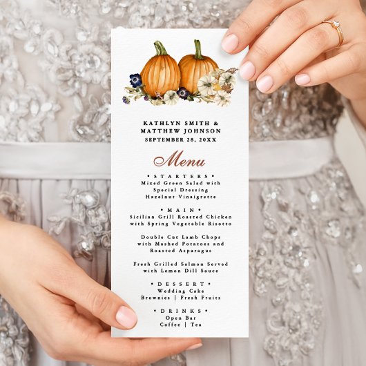 Rustieke Pompoen Botanische Herfst Herfst Bruiloft Menu