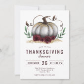 Rustieke pompoen Bourgogne Gouden Thanksgiving Din Kaart (Voorkant)