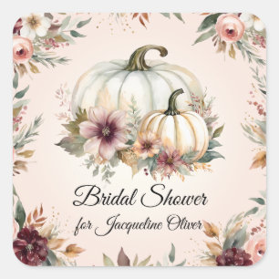 Rustieke pompoen Bourgogne Herfst Floral Vrijgezel Vierkante Sticker