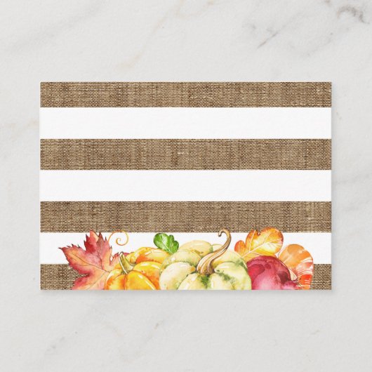 Rustieke Pompoen Burlap Baby shower Boekaanvraag Informatiekaartje (Achterkant)