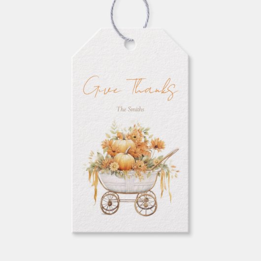 Rustieke Pompoen Carriage Waterverf Rechthoek Labe Cadeaulabel (Voorkant)