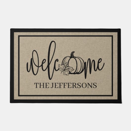 Rustieke pompoen charme welkom deurmat (Voorkant)