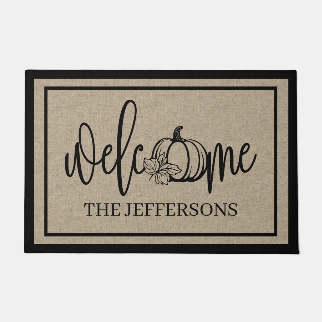 Rustieke pompoen charme welkom deurmat (Voorkant)