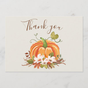 Rustieke Pompoen Dank u Kaart Bloemen Herfst Bruin